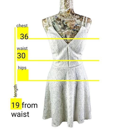 Sparkly White Lacey Textured Spaghetti Strap Mini Short Dress - Picture 4 of 14